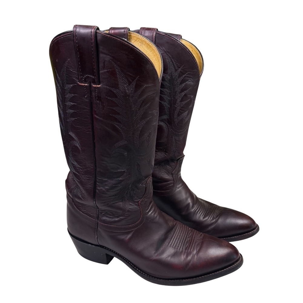 Tony Lama Men Western Cowboy Boots Black Cherry Leather Pointed Toe VM2396 10 EE